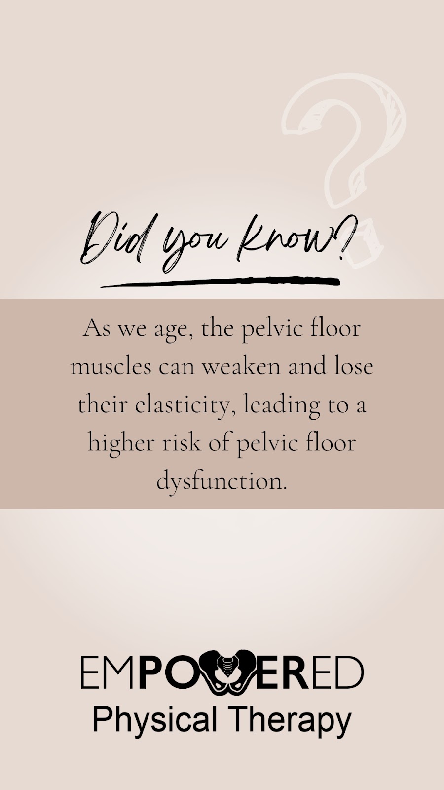Did you know? Pelvic floor. aging. dysfunction